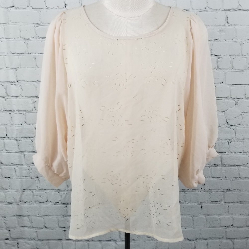 CHRIS & CAROL | sheer rose laser cut blouse